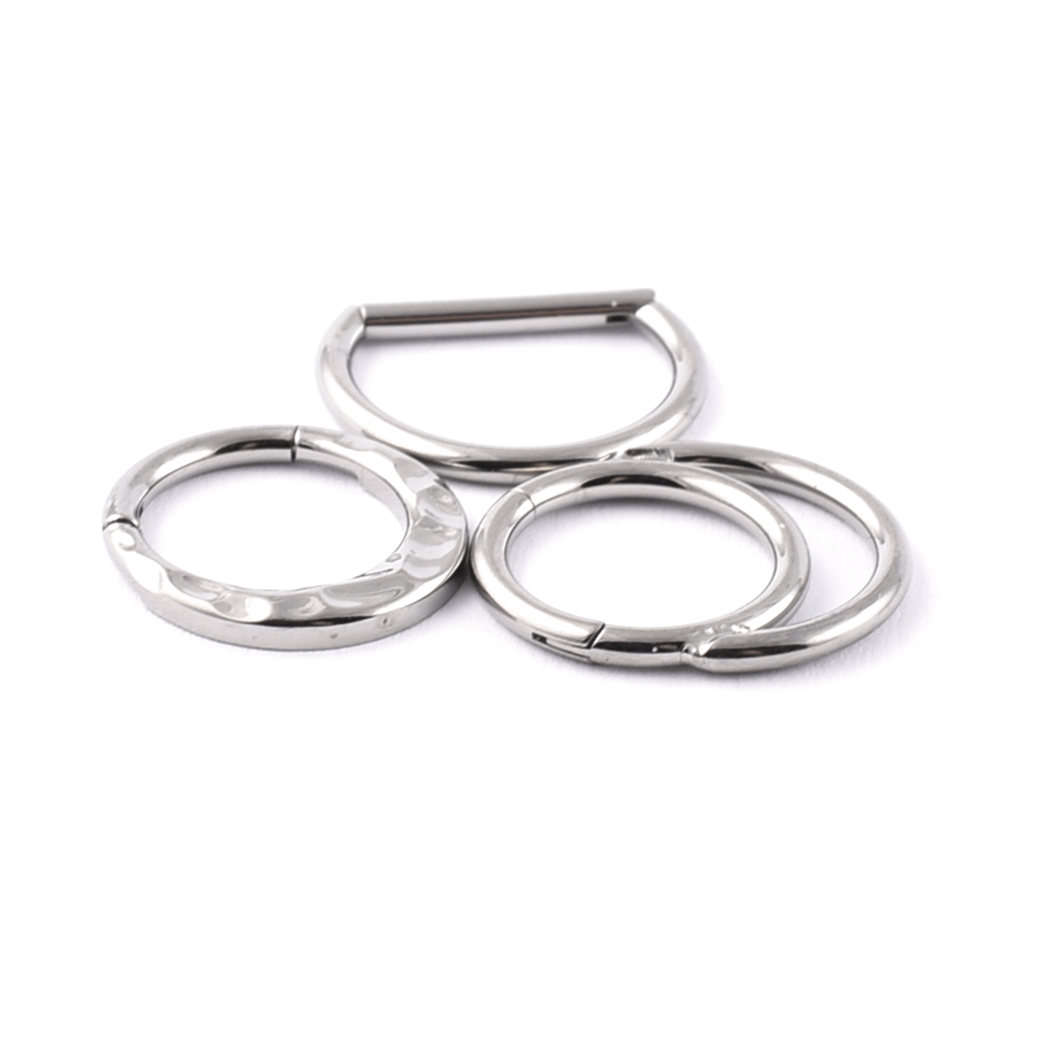 Collection of septum and segment piercings for ear and nose piercings